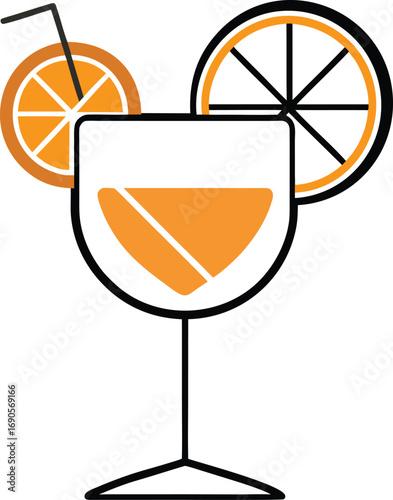 Colorful cocktail illustration with abstract elements