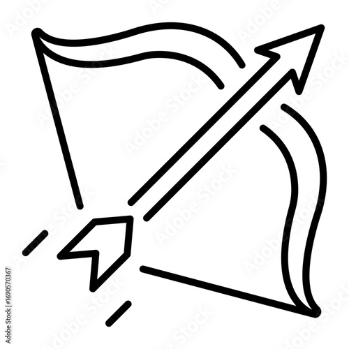 A linear style icon representing a longbow