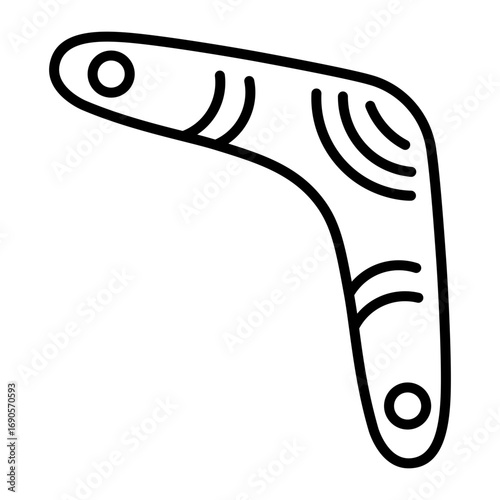 A linear icon showing a tribal boomerang