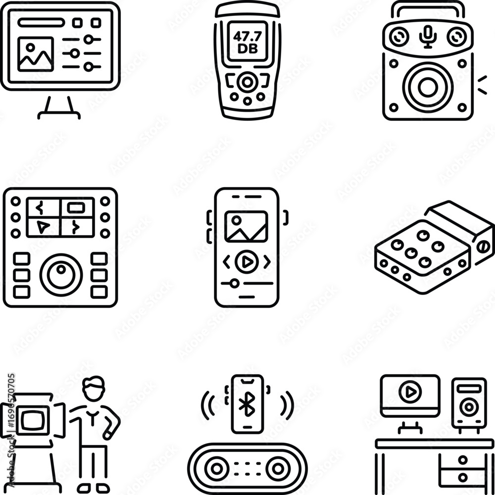 Pack of Line Style Digital Media Icons
Pack of Line Style Digital Media Icons