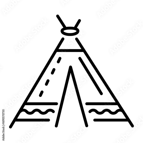A linear icon showing a teepee