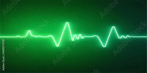 A medical cardiogram showing a green line of a healthy heartbeat on a monitor, representing the pulse of life
