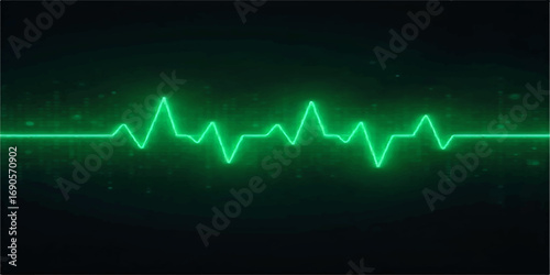 A continuous green cardiogram pulse on a black EKG monitor charts a steady heartbeat rate, illustrating the rhythm of health