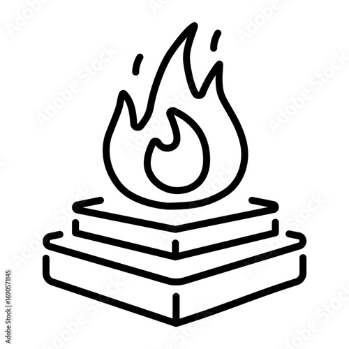 A line style icon showing a firepit