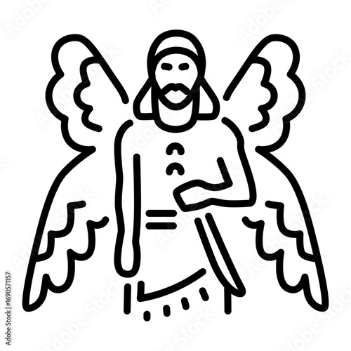 A line style icon representing an ancient deity