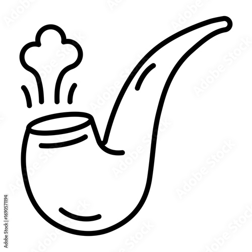 A line style icon representing a smoking pipe