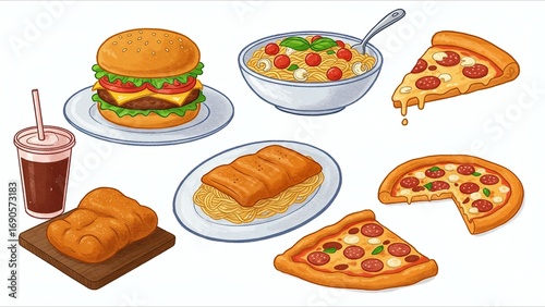 Fast Food Illustration Set