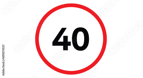 Speed limit at forty kilometers per hour, simple regulatory sign, road safety awareness for drivers