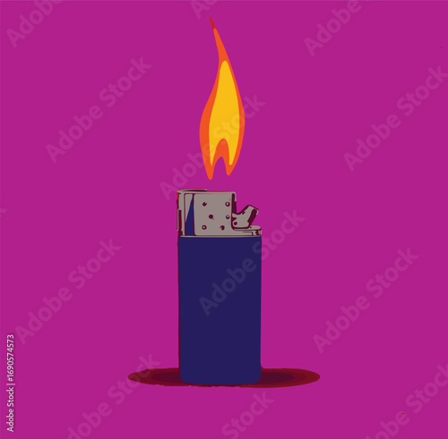 Vintage Fired Up Lighter Illustration T-Shirt.eps