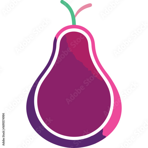 Vibrant pear illustration with colorful accents