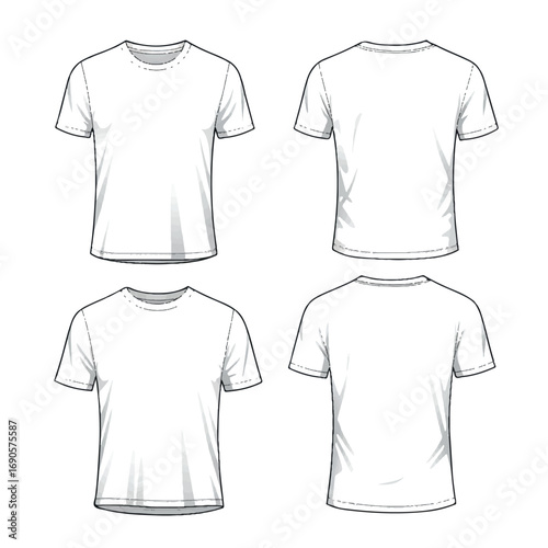Unisex T-Shirt Mockup Vector – Front and Back Views for Graphic Design Placement