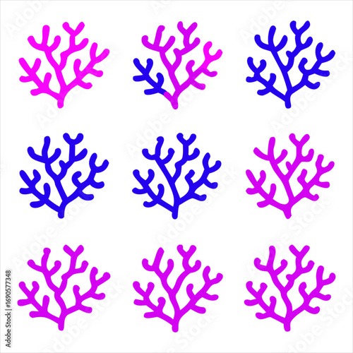 You've uploaded an image that appears to be a collection of coral silhouette illustrations. These silhouettes showcase a wide variety of coral shapes and structures, including branching corals, fan co
