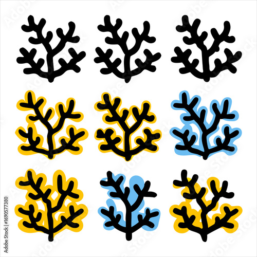 You've uploaded an image that appears to be a collection of coral silhouette illustrations. These silhouettes showcase a wide variety of coral shapes and structures, including branching corals, fan co