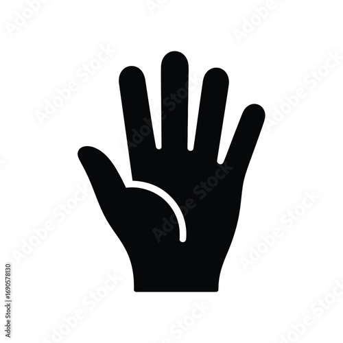 Black Silhouette Icon of an Open Hand Showing Five Fingers image photo