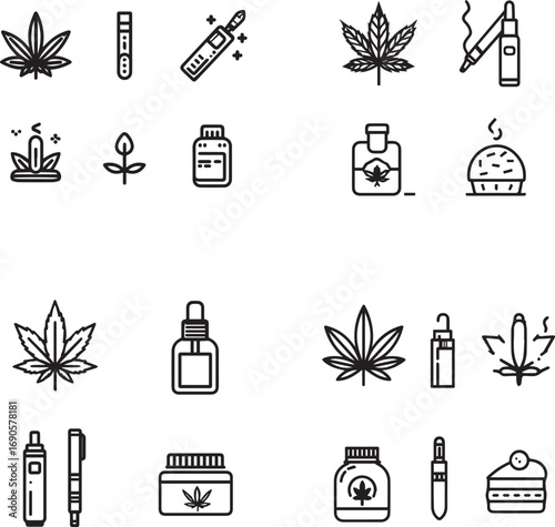 Vector art of collection of cannabis icons for various uses