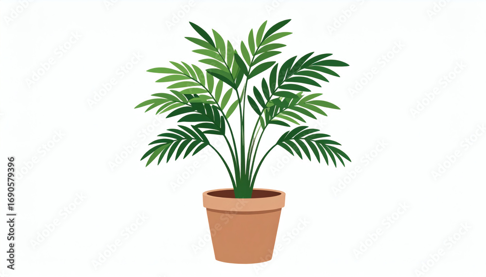 Obraz premium Aesthetic Tropical Plant in a Pot Isolated on White Background for Home Decor, Digital Design, and Creative Projects