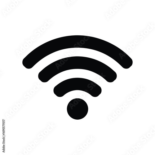 Black Wi- Fi Signal Icon on White Background wifi wireless