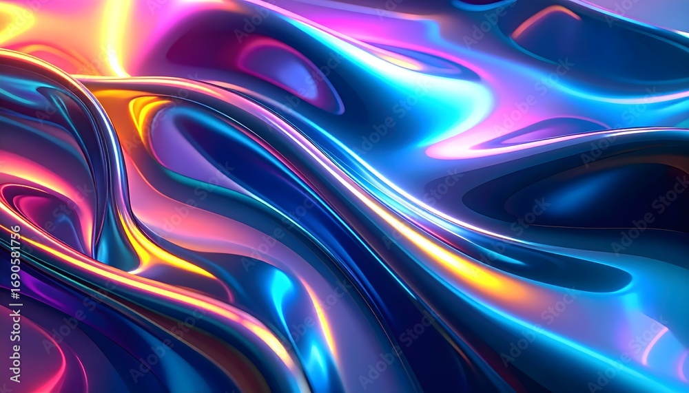 Fototapeta premium Holo Ribbon Flow Abstract Holographic Background