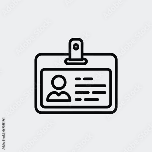 Identification card icon with person symbol and text lines ID card badge