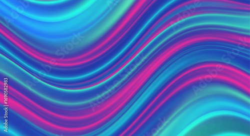 Abstract wavy background with vibrant blue, pink, and teal gradients.
