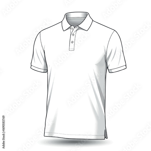 Plain Polo Shirt Flat Lay Vector Mockup from Elevated Angle – Editable Apparel Design Template for Branding & E-commerce