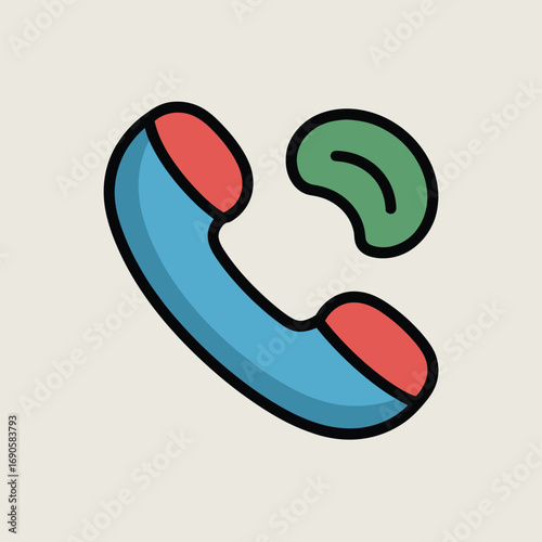 Minimalist Icon of a Telephone Handset with a Single Sound Wave call communication