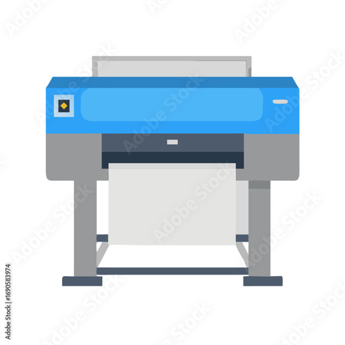 Large Format Plotter Printer Icon. Industrial Printing Equipment Vector Illustration.