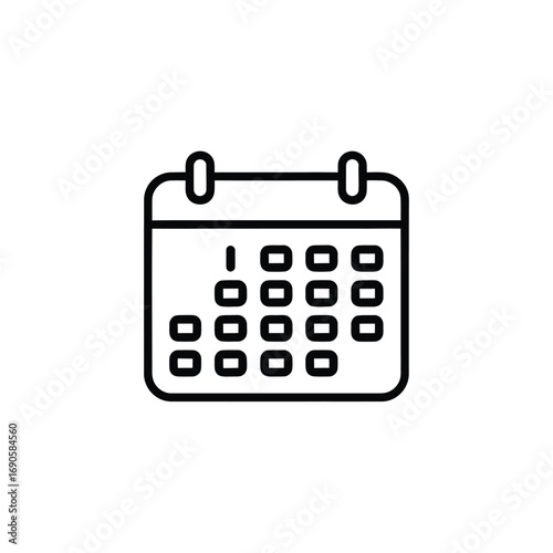Outline icon of a calendar with days marked on a white background date schedule