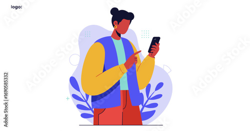 Modern person browsing a smartphone, engaging with digital content, social media, or online services. Represents technology, communication, and connectivity for lifestyle or business.
