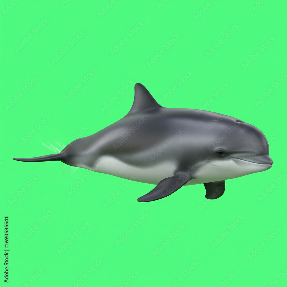 Obraz premium Dall's Harbor Porpoise on a Green Screen Background