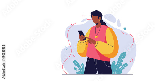 Engaged person interacting with a smartphone, representing modern communication, digital lifestyle, online business, and social networking.