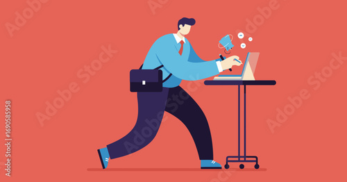 Professional man working diligently on a laptop with a stylus, demonstrating digital design, productivity, and mobile business solutions.