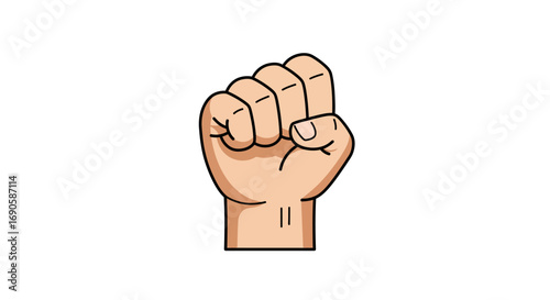 Raised fist in bold linear design symbolizing strength and unity