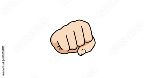 Cartoon style fist bump gesture on white background