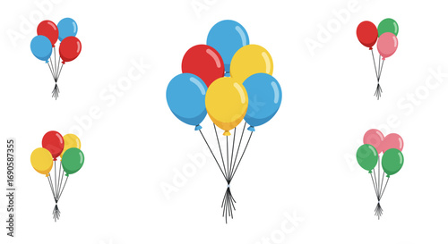 Colorful balloons floating with white background