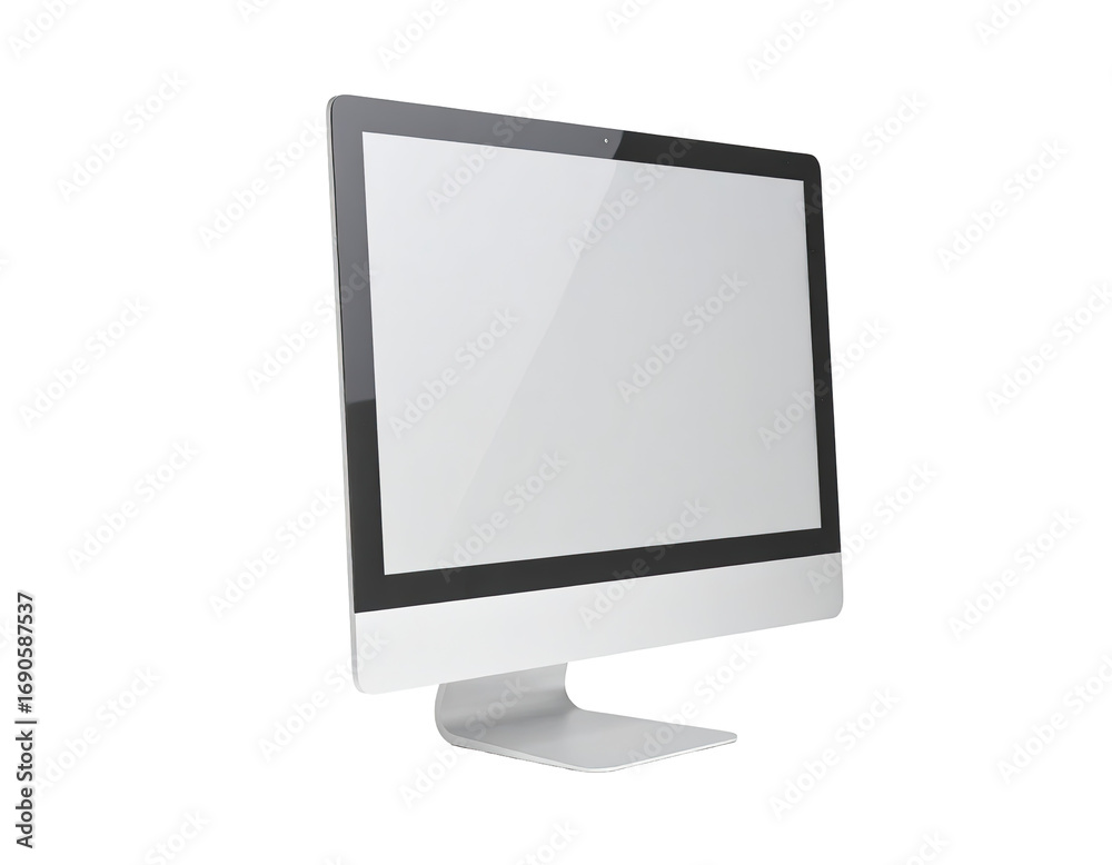 Modern computer monitor, angled view, blank screen