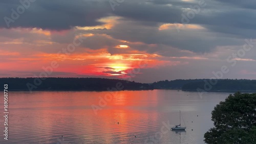 Calm Bay Morning with Distant Birds Across Water