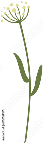 Floral seed head icon in flat vector style. Ideal for nature themes, minimal botanical design, decoration, and simple floral illustration.