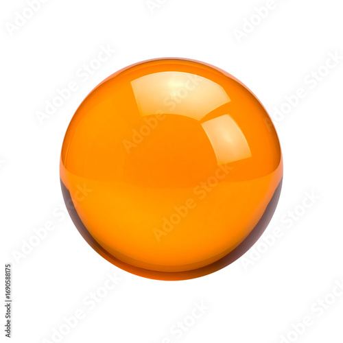 a glossy orange sphere isolated on transparent backgroung, png