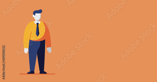 Stylized businessman illustration in a shirt and tie, exuding professionalism. Perfect for business, corporate concepts, and marketing with copy space.