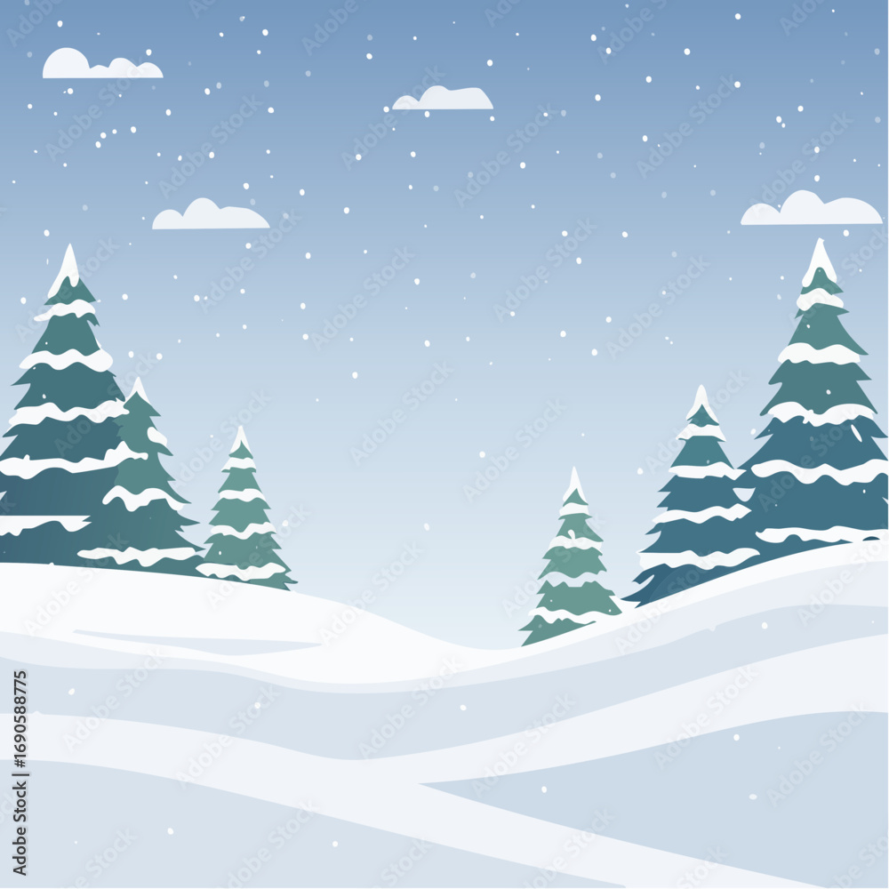 Obraz premium Snowy forest with snowdrifts and snow-covered spruce branches