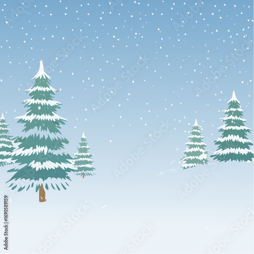 Snowy forest with snowdrifts and snow-covered spruce branches