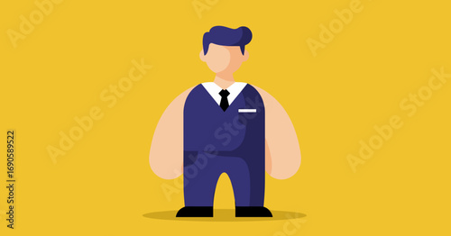 Professional businessman in a suit and tie, representing corporate identity, career, or office work in a minimalist style.