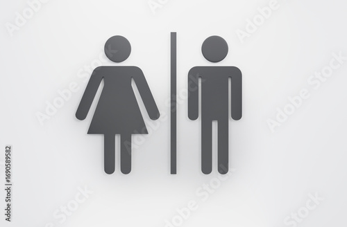 simple 3D render of restroom or public toilet black and white color sign any use.