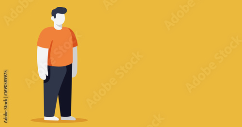Simple, modern illustration of a standing person, offering generous copy space. Suitable for diverse themes, presentations, or digital design.