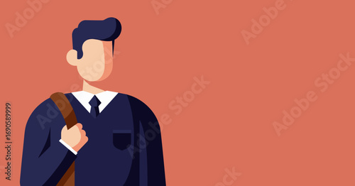 Minimalist illustration of a young professional or student carrying a bag, ideal for business, education, or lifestyle concepts.