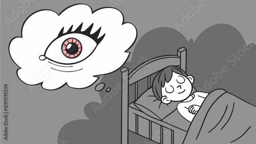 Dreamy Slumber A Sleeping Childs Vision of a Detailed Eye