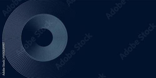 Blue abstract background with glowing circles. Swirl circular lines pattern. Geometric spiral. Twirl element. Modern graphic design. Futuristic technology concept.