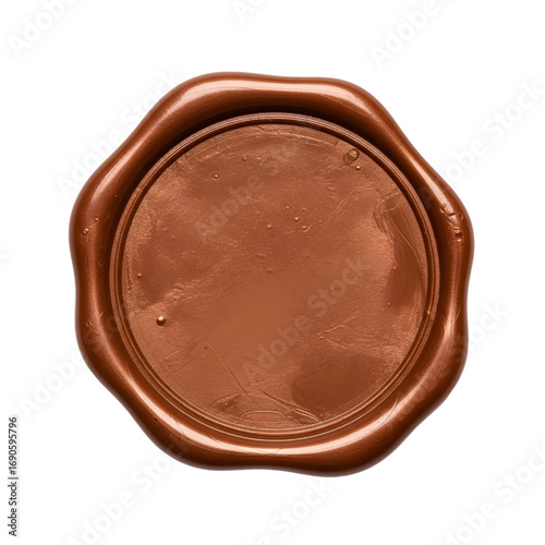 Brown wax seal isolated on white, blank Brown wax seal