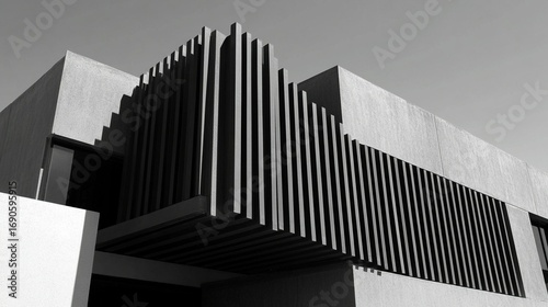 Modern concrete home exterior with geometric design